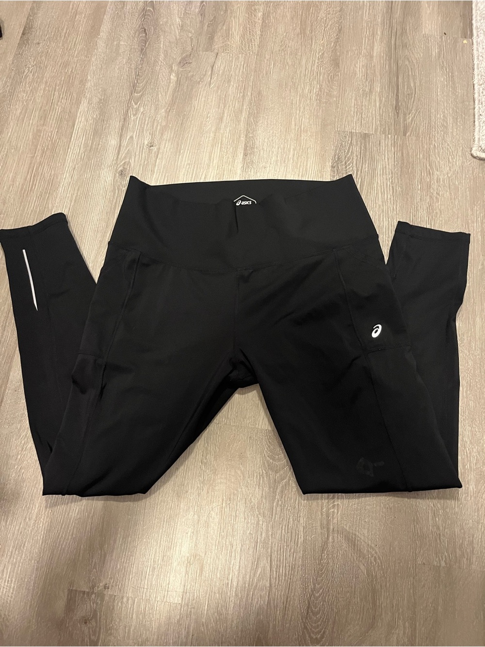 Asics Black Workout Leggings with Reflective Logo